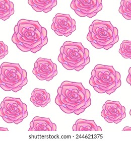Seamless pattern with hand drawn pink flowers. Floral romantic illustration, eps10. Design card for valentine's day. 