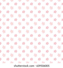 Seamless Pattern of Hand Drawn Pink Flowers on White Background