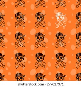 Seamless pattern with hand drawn pirate skull.