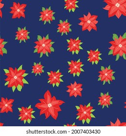Patrón sin foco con flores de poinsettia dibujadas a mano. Fondo repetitivo para la decoración de papel, tela y productos fijos.