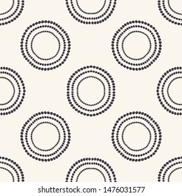 Seamless pattern. Hand drawn polka dot background. Monochrome dotty black and white concentric circle. All over print vector swatch