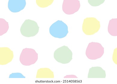 Seamless pattern with hand drawn polka dots. Pastel colored vector background with circles 