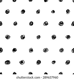 Seamless pattern. Hand drawn polka dot. Ink doodles.