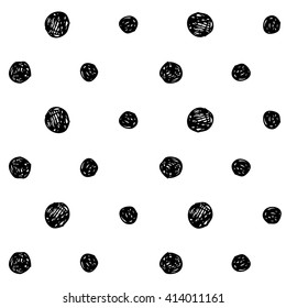 Seamless pattern with hand drawn polka dots