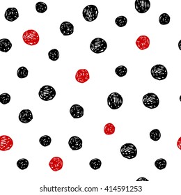 Seamless pattern with hand drawn polka dots