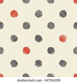seamless pattern with hand drawn polka dots on texture background. Endless pattern can be used for ceramic tile, wallpaper, wrapping paper, invitation card, textile, web page background