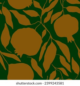 Seamless pattern of hand drawn pomegranate and leaves. Perfect for textile manufacturing wallpaper posters etc. Vector illustration
