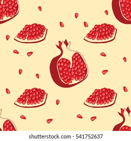 Seamless pattern with hand drawn pomegranate, design elements. Background for wedding invitations, greeting cards, scrapbooking, print, gift wrap, manufacturing, fabric.