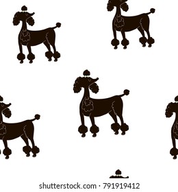 Seamless pattern with hand drawn poodles. Perfect for kids apparel,fabric, textile, nursery decoration,wrapping paper.Vector Illustration