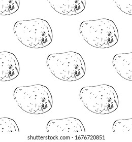 Seamless pattern Hand Drawn potato doodle. Sketch style icon. Decoration element. Isolated on white background. Flat design. Vector illustration.