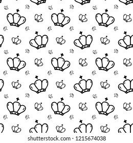 Seamless pattern hand drawn priest hat. Doodle black sketch. Sign symbol. Decoration element. Isolated on white background. Flat design. Vector illustration.