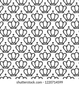 Seamless pattern hand drawn priest hat. Doodle black sketch. Sign symbol. Decoration element. Isolated on white background. Flat design. Vector illustration.