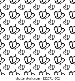 Seamless pattern hand drawn priest hat. Doodle black sketch. Sign symbol. Decoration element. Isolated on white background. Flat design. Vector illustration.