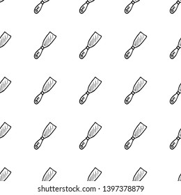 Seamless pattern hand drawn putty knife doodle. Sketch style icon. Decoration element. Isolated on white background. Flat design. Vector illustration.