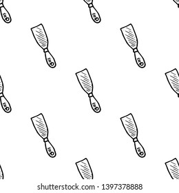 Seamless pattern hand drawn putty knife doodle. Sketch style icon. Decoration element. Isolated on white background. Flat design. Vector illustration.