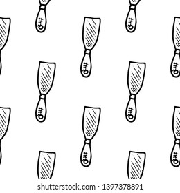 Seamless pattern hand drawn putty knife doodle. Sketch style icon. Decoration element. Isolated on white background. Flat design. Vector illustration.