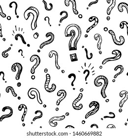 Seamless pattern with hand drawn question marks.