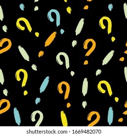 Seamless pattern with hand drawn question marks. Vector illustration.  Abstract vector.