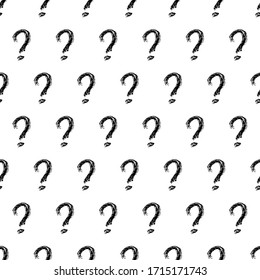 Seamless pattern with hand drawn question mark symbol. Black sketch question mark symbol on white background. Vector illustration