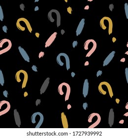 Seamless pattern with hand drawn question marks. Vector illustration.  Abstract vector.