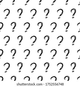 Seamless pattern with hand drawn question mark symbol. Black sketch question mark symbol on white background. Vector illustration