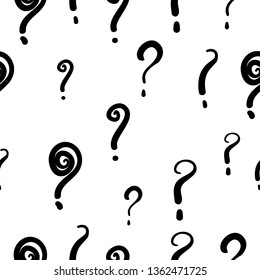 Seamless pattern with hand drawn questions marks doodle vector