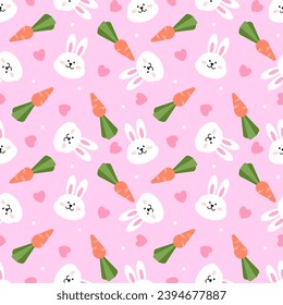 Seamless pattern with hand drawn rabbit. Background for textile, wrapping paper, fashion, illustration.