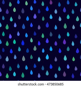 Seamless pattern with hand drawn rain drops in blue colors.