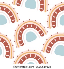 Seamless pattern with hand drawn rainbows.