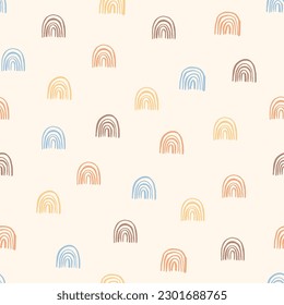 Seamless pattern with hand drawn rainbows