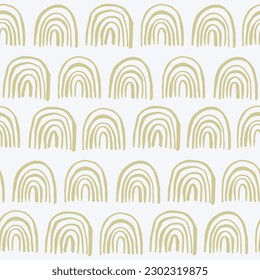 Seamless pattern with hand drawn rainbows