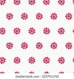 Seamless pattern. Hand drawn rings decorated with patterns in Color of The Year, Viva Magenta in Scandinavian style, holidays concept. For wrapping paper, other design projects