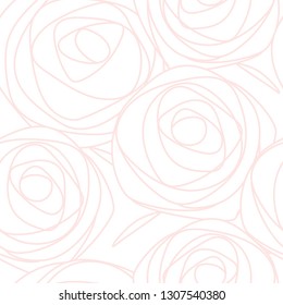 Seamless pattern of hand drawn rose flowers