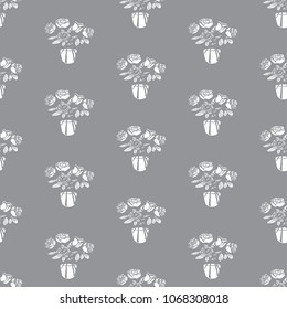 Seamless pattern with hand drawn roses