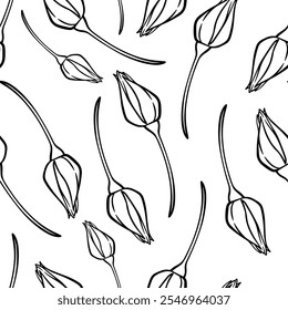 Patrón sin fisuras con los brotes de rosa dibujados a mano. Vector de fondo.