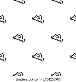 Seamless pattern with hand drawn ruler. Doodle style vector illustration isolated on white background. For interior design, wallpaper, packaging, posters, cards.