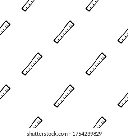 Seamless pattern with hand drawn ruler. Doodle style vector illustration isolated on white background. For interior design, wallpaper, packaging, posters, cards.