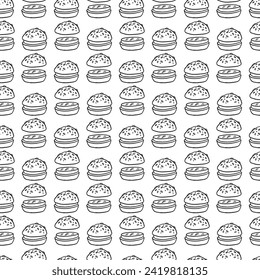 Seamless pattern with hand drawn sandwich illustrations. Perfect for food-related designs.