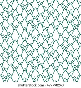 Seamless pattern of hand drawn scale. Abstract seamless pattern. Graphic ornament. Vector repeating texture. Reptile skin texture. Mountains pattern. Vector seamless pattern with hills and peaks.