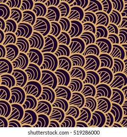 Seamless pattern of hand drawn scales. Abstract seamless pattern. Diagonal direction Graphic ornament with diagonal direction. Vector repeating texture. Reptile skin texture. 