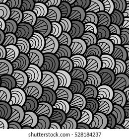 Seamless pattern of hand drawn scales. Abstract seamless pattern. Graphic ornament with diagonal direction. Vector reptile skin texture.