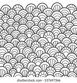 Seamless pattern of hand drawn scales. Abstract seamless border pattern. Graphic ornament. Vector reptile skin texture.