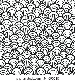 Seamless pattern of hand drawn scales. Abstract seamless pattern. Graphic ornament. Vector reptile skin texture.