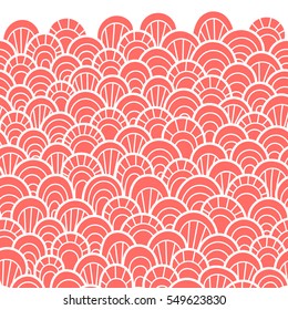 Seamless pattern of hand drawn scales. Abstract seamless border pattern. Graphic ornament. Vector fish or reptile skin texture.