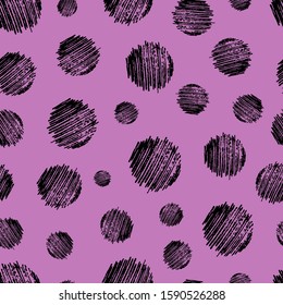 Seamless pattern with hand drawn scribble smear circle. Abstract grunge texture. Vector illustration