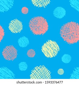 Seamless pattern with hand drawn scribble smear circle. Abstract grunge texture. Vector illustration