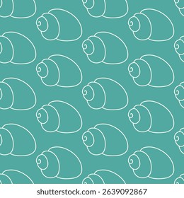 Seamless pattern of hand drawn seashells on isolated background. Design for summertime celebration, scrapbooking, wedding invitation, textile, home decor, nursery decoration, paper craft.  
