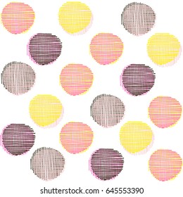 Seamless pattern with hand drawn shaded circles