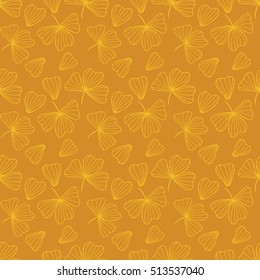 seamless pattern with hand drawn shamrocks. a neutral orange background.