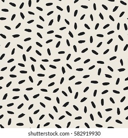 Seamless pattern with hand drawn shapes background. Black beige texture. Random brush strokes. Geometric graphic design element. Scrapbook wallpaper. Vector illustration.